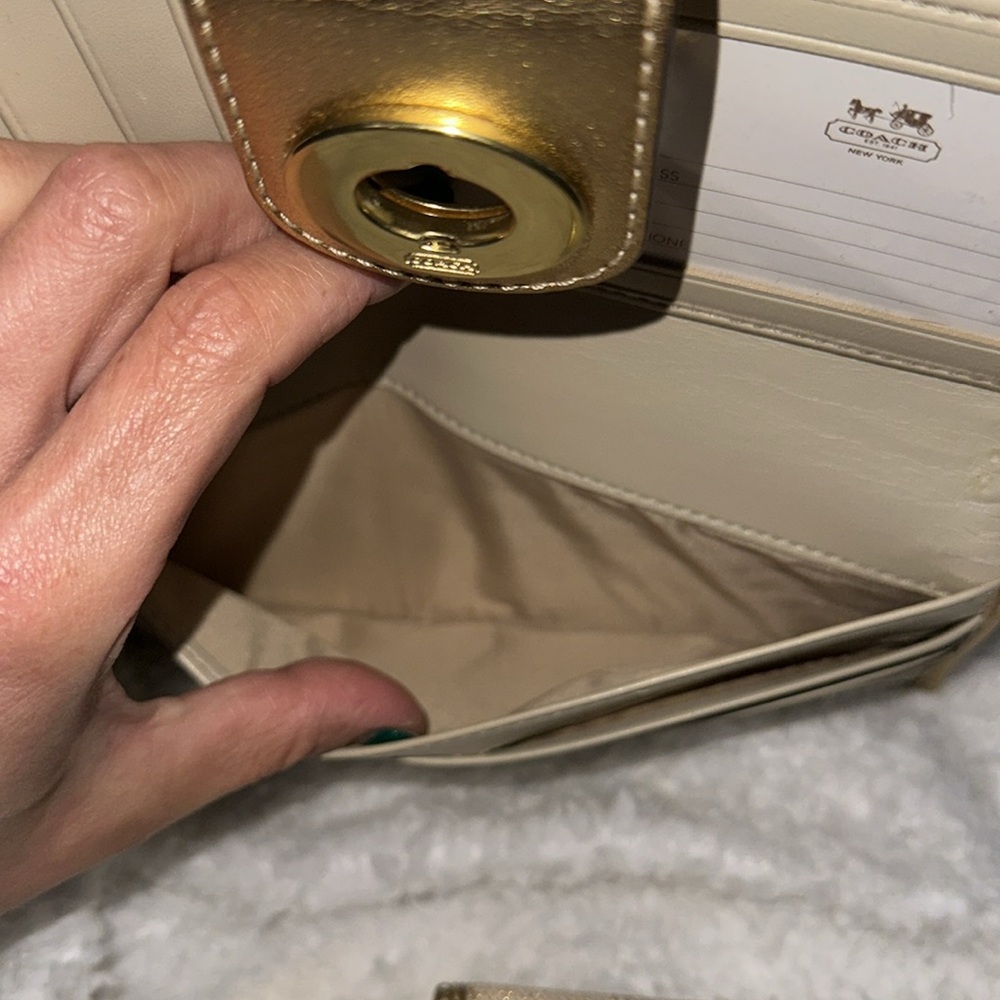 Coach Gold metallic cream and brown signature canvas long Wallet bundle - Picture 16 of 16